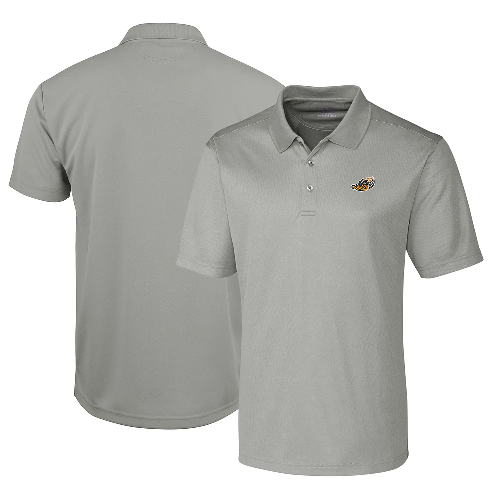 Men's Cutter & Buck Silver Akron RubberDucks Clique Ice Pique Tech Polo