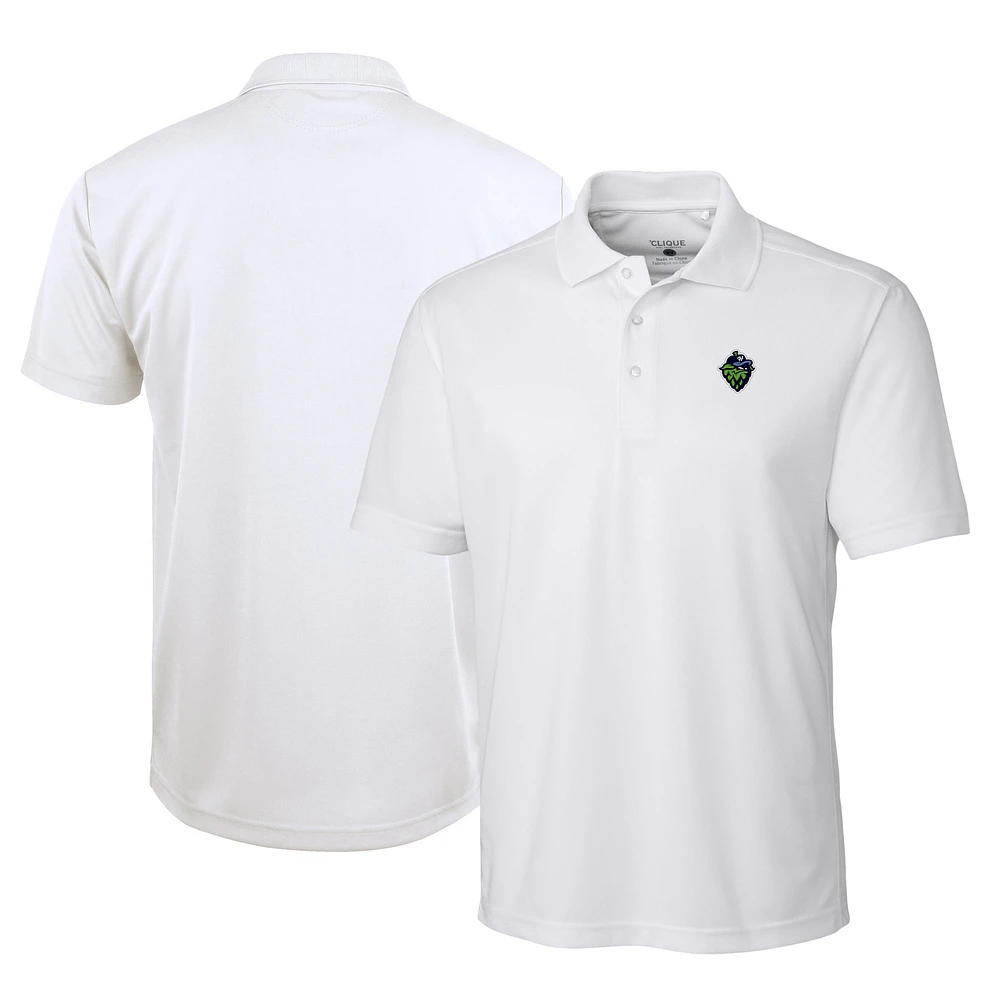 Men's Cutter & Buck White Hillsboro Hops Clique Ice Pique Tech Polo
