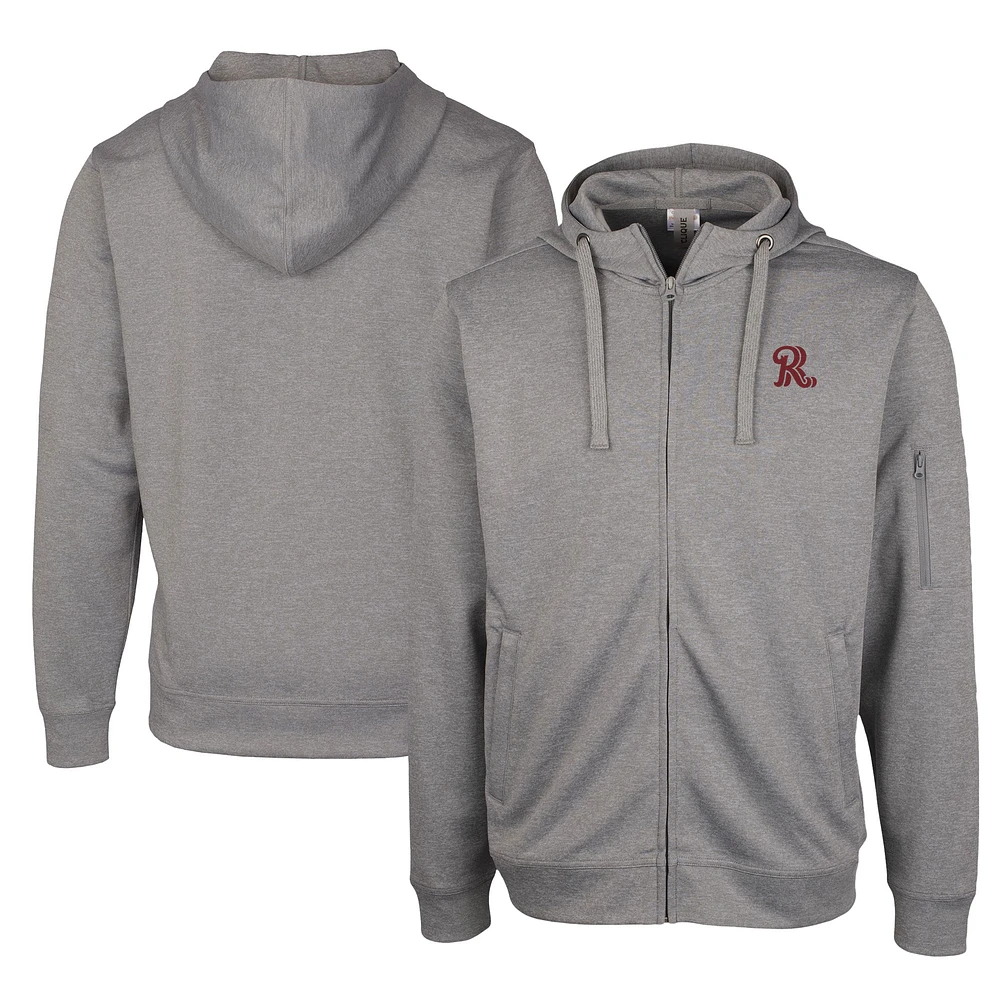 Unisex Cutter & Buck Gray Frisco RoughRiders Clique Lift Eco Performance Full-Zip Hoodie