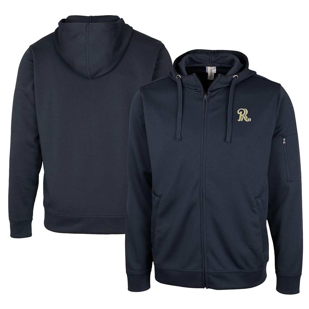 Unisex Cutter & Buck Navy Frisco RoughRiders Clique Lift Eco Performance Full-Zip Hoodie