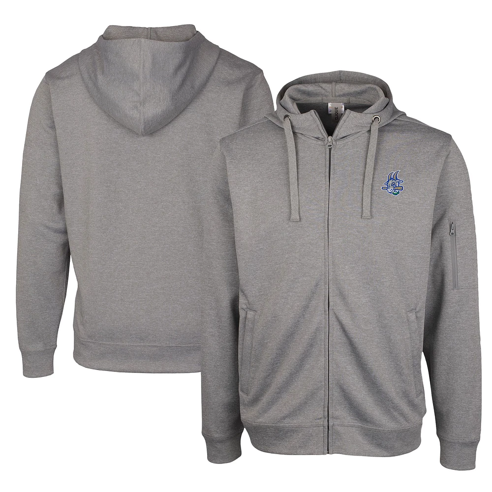 Unisex Cutter & Buck Gray Hartford Yard Goats Clique Lift Eco Performance Full-Zip Hoodie