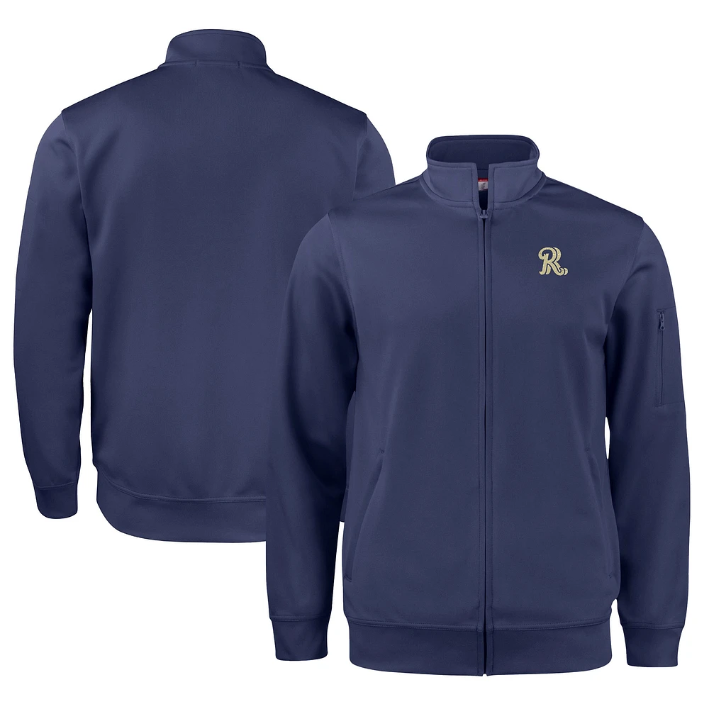 Unisex Cutter & Buck Navy Frisco RoughRiders Clique Lift Eco Performance Full-Zip Jacket