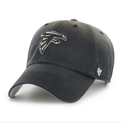 Men's '47 Black Atlanta Falcons Dusted Relaxed Clean Up Adjustable Hat