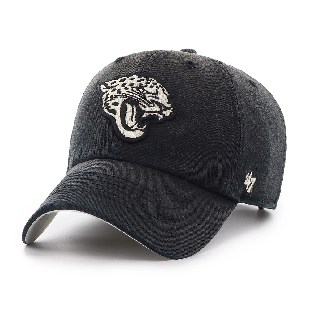 Men's '47 Black Jacksonville Jaguars Dusted Relaxed Clean Up Adjustable Hat