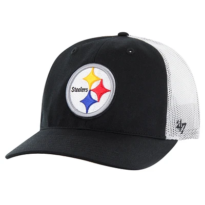 Men's '47 Black/White Pittsburgh Steelers Team Unstructured Trucker Adjustable Hat