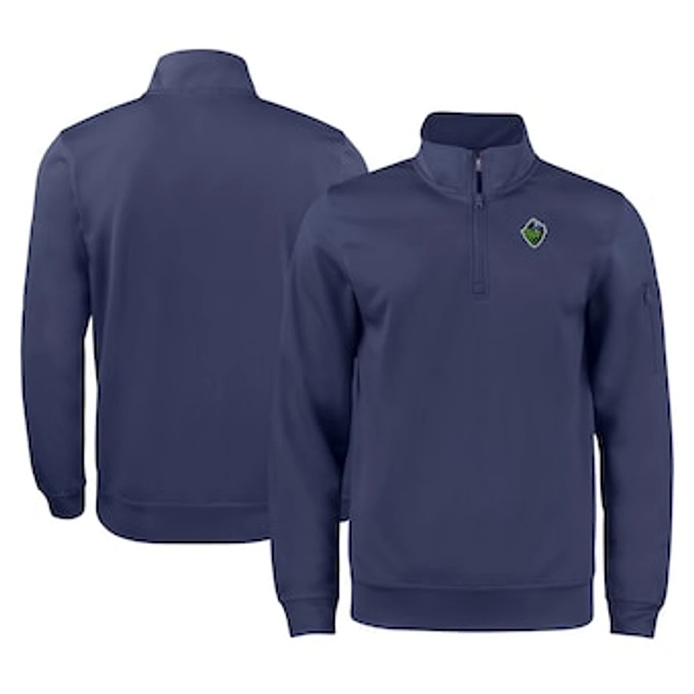 Unisex Cutter & Buck Navy Hillsboro Hops Clique Lift Eco Performance Half-Zip Pullover Top