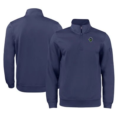 Unisex Cutter & Buck Navy Hillsboro Hops Clique Lift Eco Performance Half-Zip Pullover Top