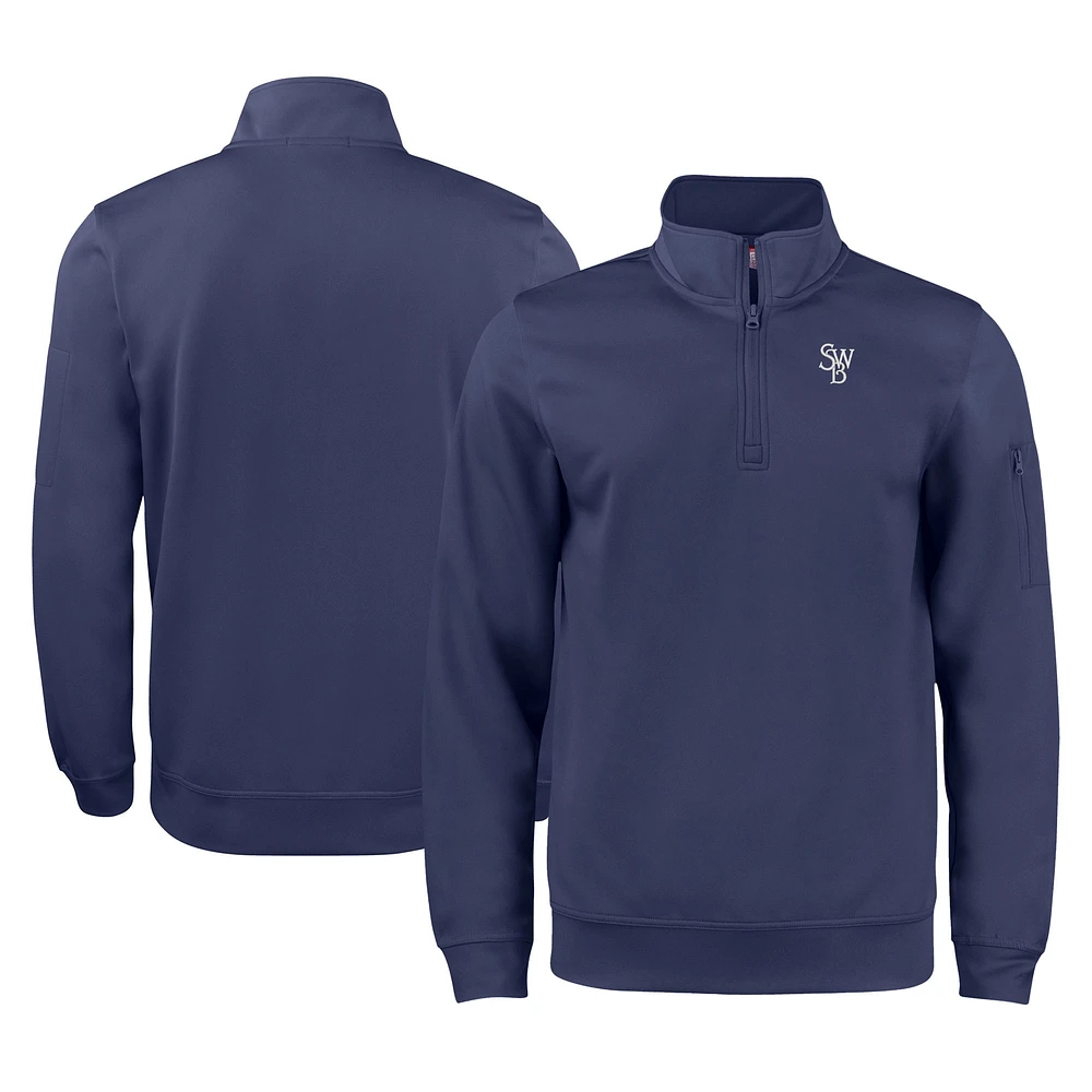 Unisex Cutter & Buck Navy Scranton Wilkes-Barre RailRiders Clique Lift Eco Performance Half-Zip Pullover Top