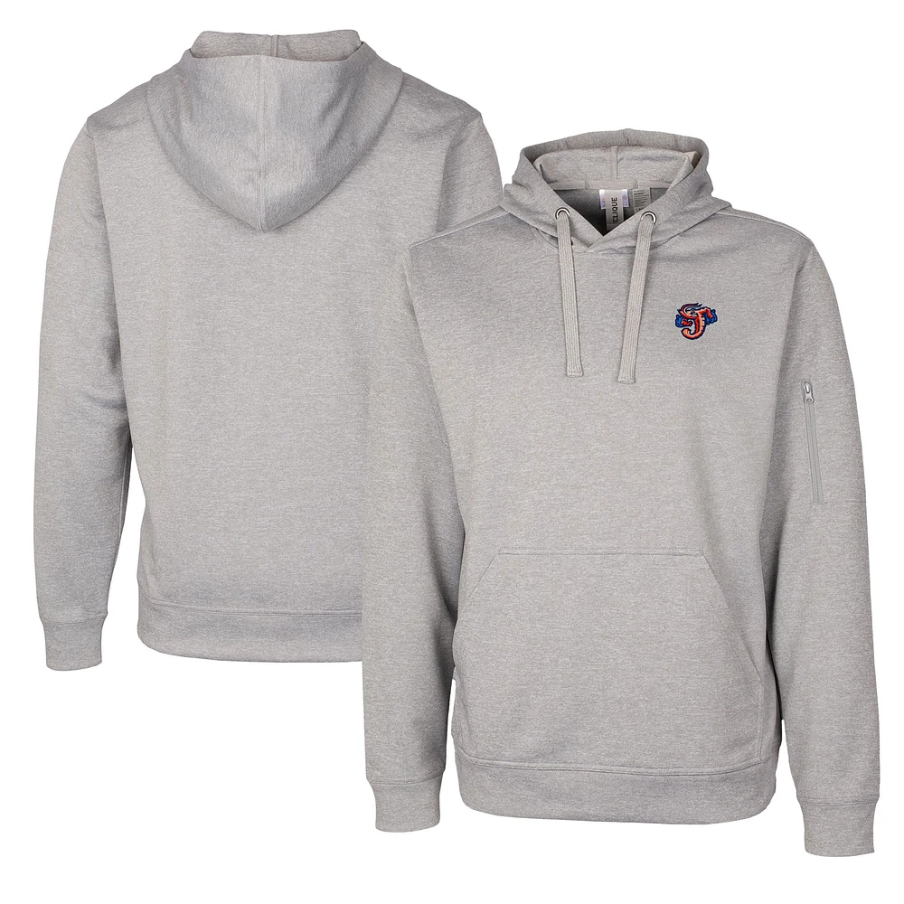 Unisex Cutter & Buck Gray Jacksonville Jumbo Shrimp Clique Lift Eco Performance Pullover Hoodie Sweatshirt