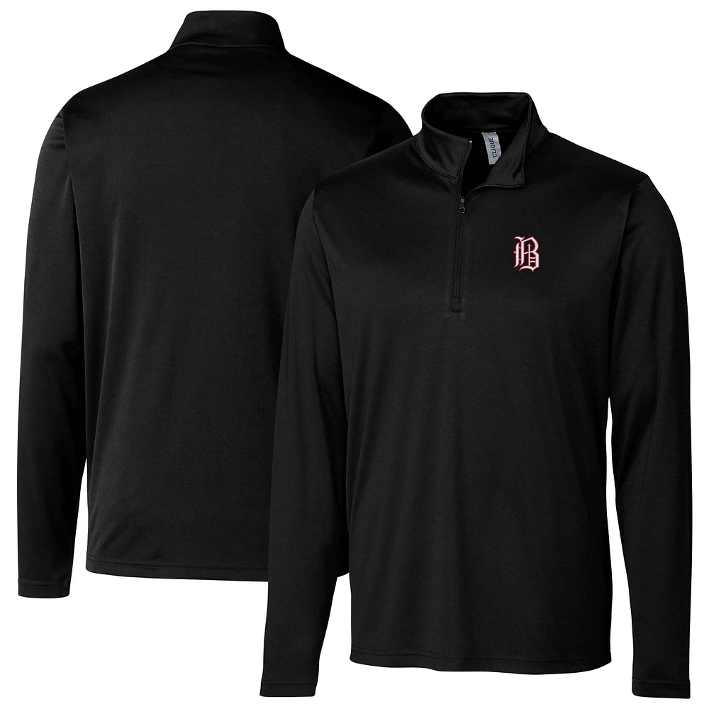 Men's Cutter & Buck Black Birmingham Barons Clique Spin Eco Performance Half-Zip Pullover