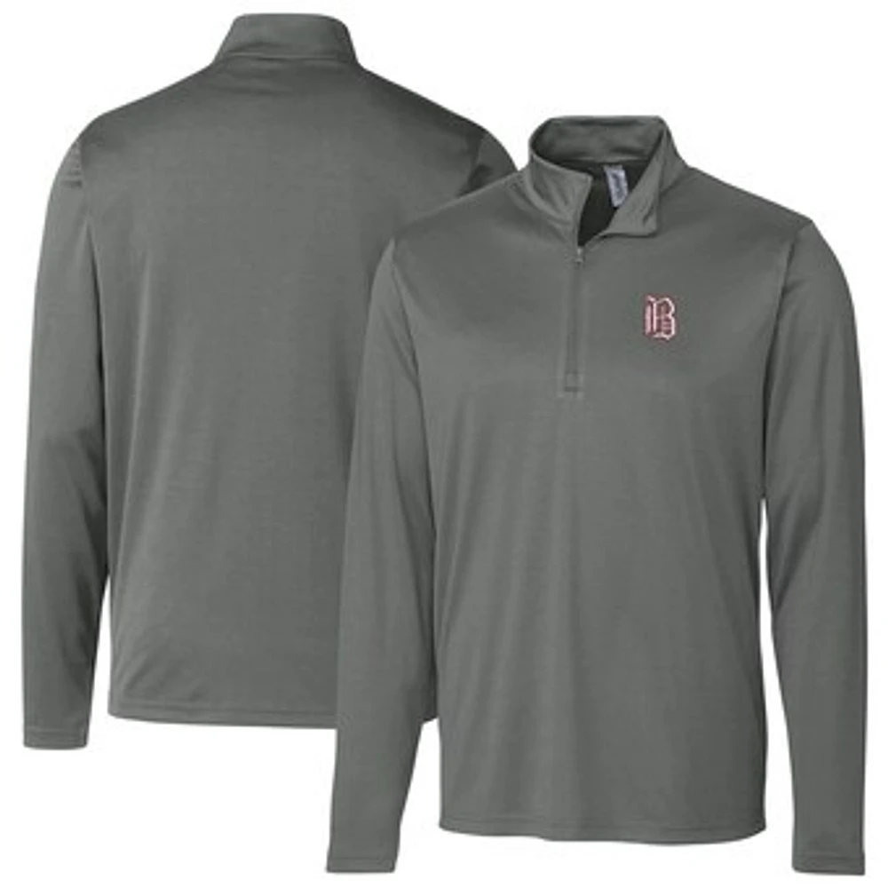 Men's Cutter & Buck Steel Birmingham Barons Clique Spin Eco Performance Half-Zip Pullover