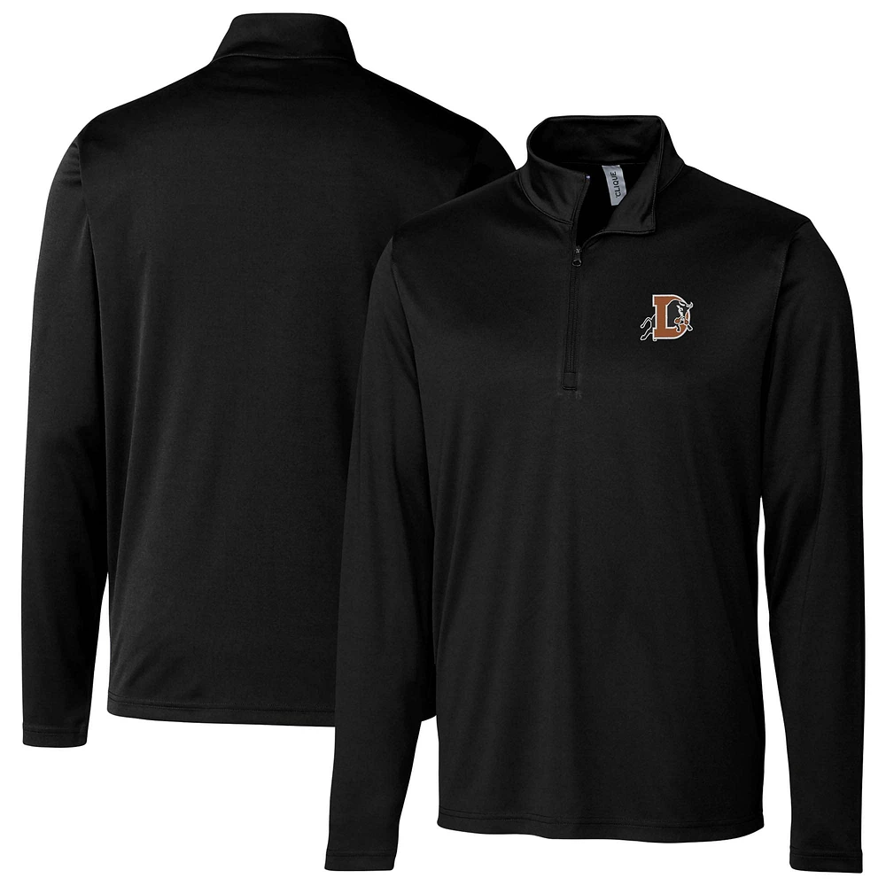 Men's Cutter & Buck Black Durham Bulls Clique Spin Eco Performance Half-Zip Pullover