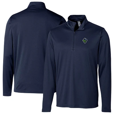 Men's Cutter & Buck Navy Hillsboro Hops Clique Spin Eco Performance Half-Zip Pullover