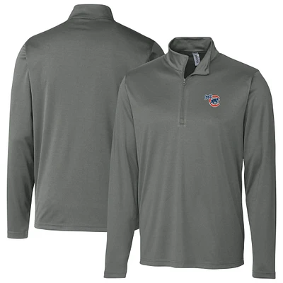 Men's Cutter & Buck Steel Iowa Cubs Clique Spin Eco Performance Half-Zip Pullover