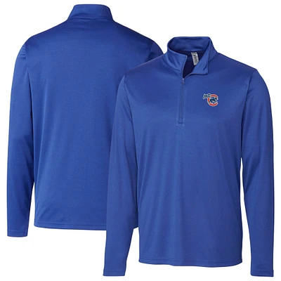 Men's Cutter & Buck Blue Iowa Cubs Clique Spin Eco Performance Half-Zip Pullover