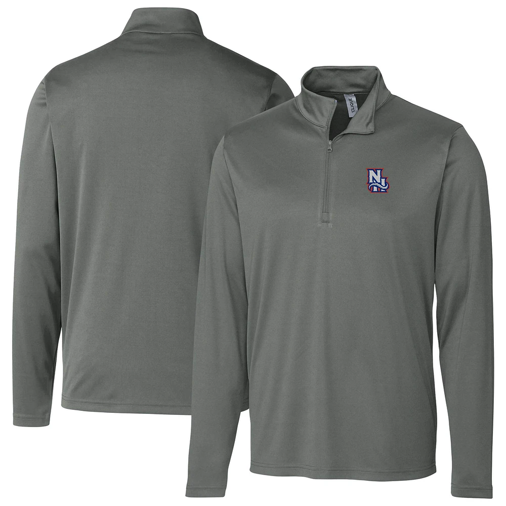 Men's Cutter & Buck Steel New Hampshire Fisher Cats Clique Spin Eco Performance Half-Zip Pullover