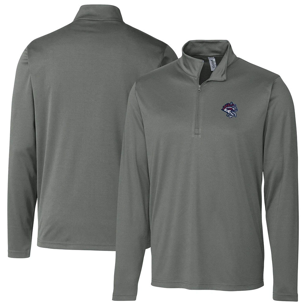 Men's Cutter & Buck Steel Binghamton Rumble Ponies Clique Spin Eco Performance Half-Zip Pullover