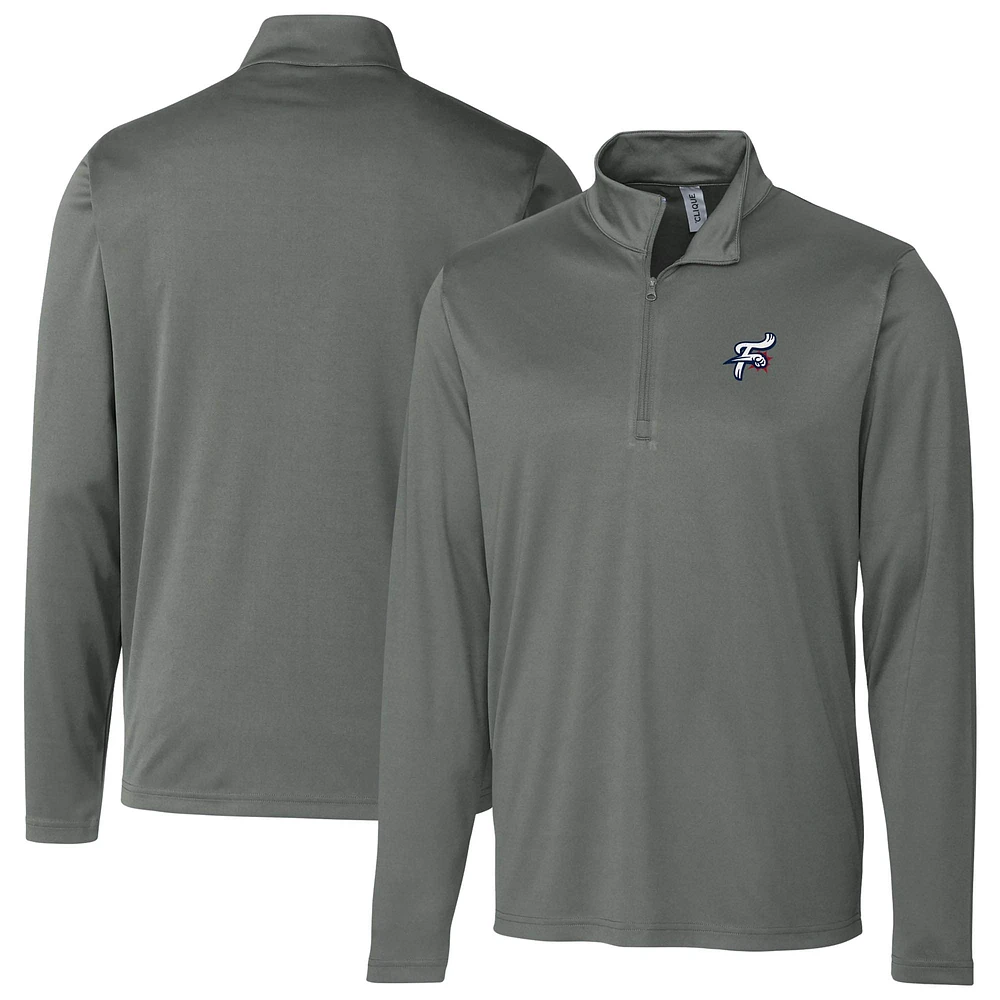 Men's Cutter & Buck Steel Reading Fightin Phils Clique Spin Eco Performance Half-Zip Pullover