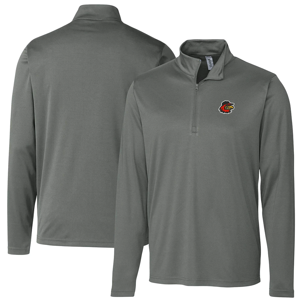 Men's Cutter & Buck Steel Rochester Red Wings Clique Spin Eco Performance Half-Zip Pullover