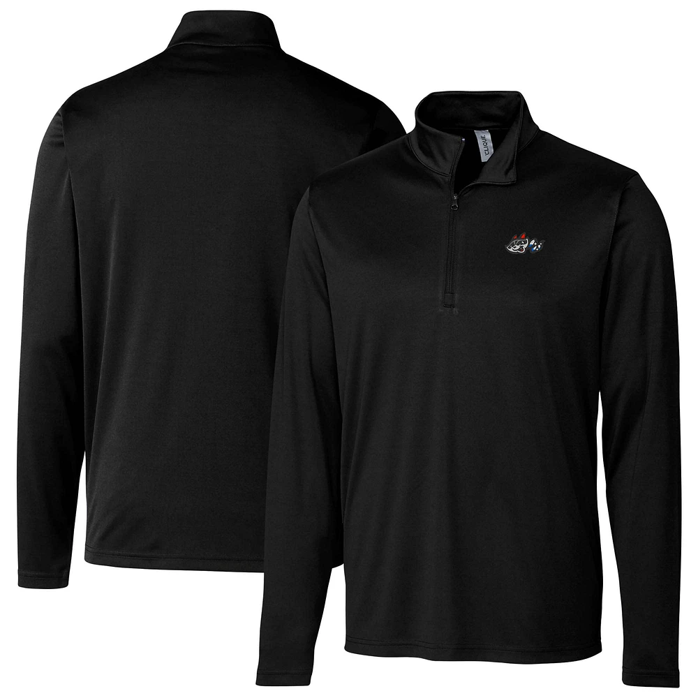 Men's Cutter & Buck Black Rocket City Trash Pandas Clique Spin Eco Performance Half-Zip Pullover