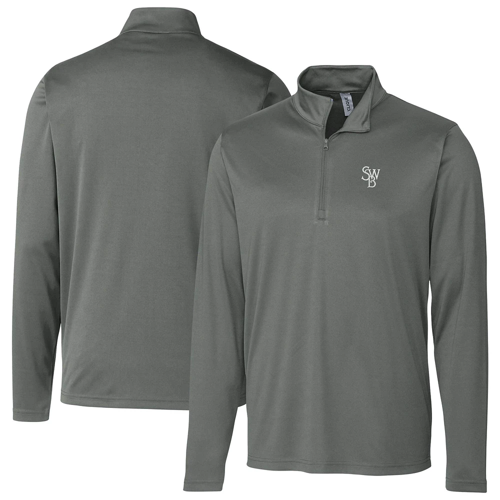 Men's Cutter & Buck Steel Scranton Wilkes-Barre RailRiders Clique Spin Eco Performance Half-Zip Pullover