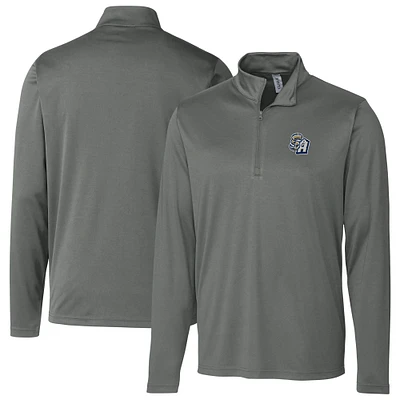 Men's Cutter & Buck Steel San Antonio Missions Clique Spin Eco Performance Half-Zip Pullover