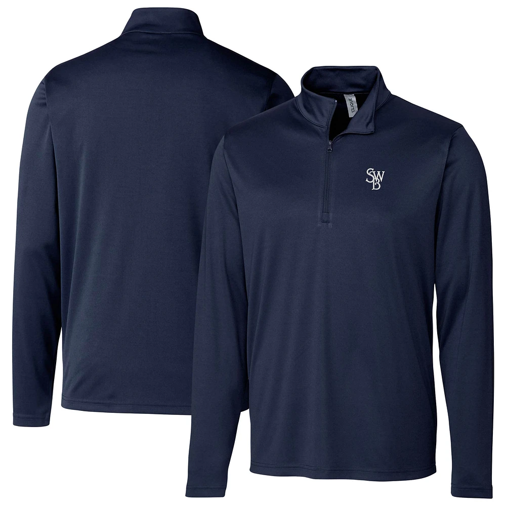 Men's Cutter & Buck Navy Scranton Wilkes-Barre RailRiders Clique Spin Eco Performance Half-Zip Pullover