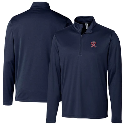 Men's Cutter & Buck Navy Tacoma Rainiers Clique Spin Eco Performance Half-Zip Pullover