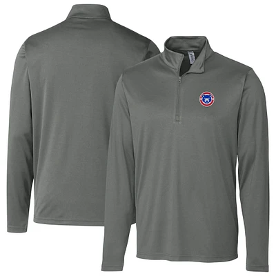 Men's Cutter & Buck Steel South Bend Cubs Clique Spin Eco Performance Half-Zip Pullover