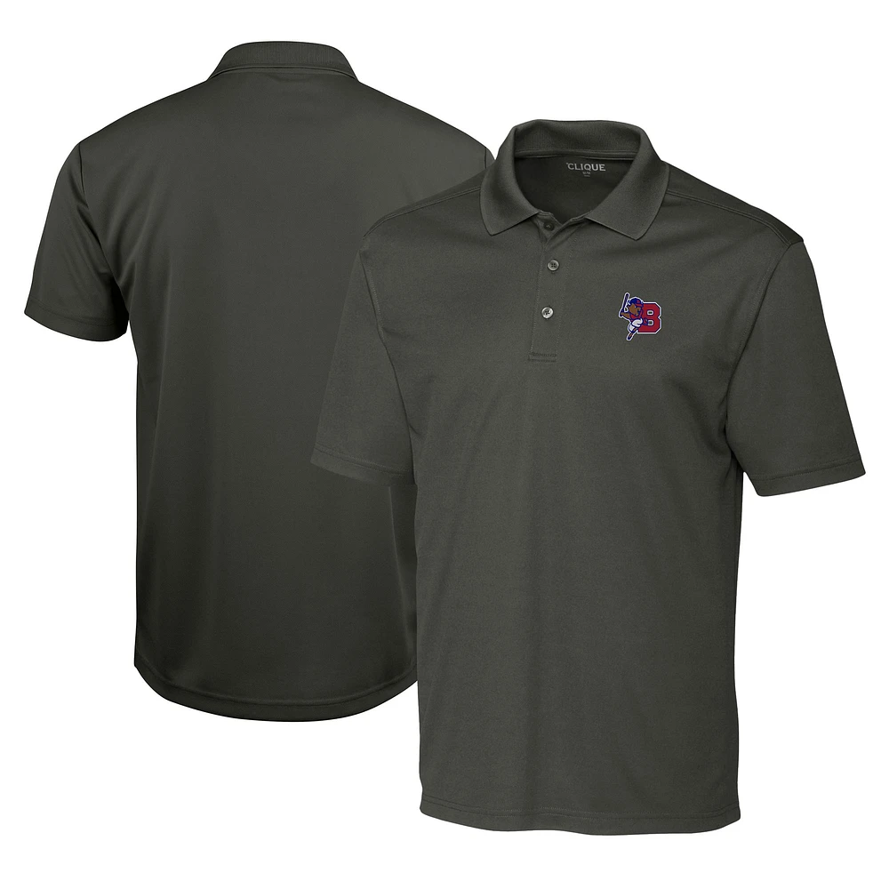 Men's Cutter & Buck Steel Buffalo Bisons Clique Spin Eco Performance Pique Polo