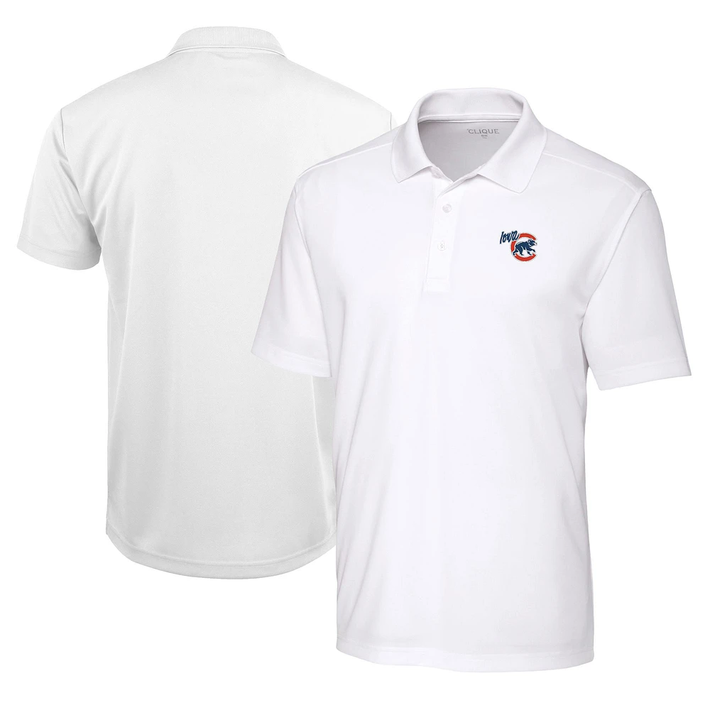 Men's Cutter & Buck White Iowa Cubs Clique Spin Eco Performance Pique Polo