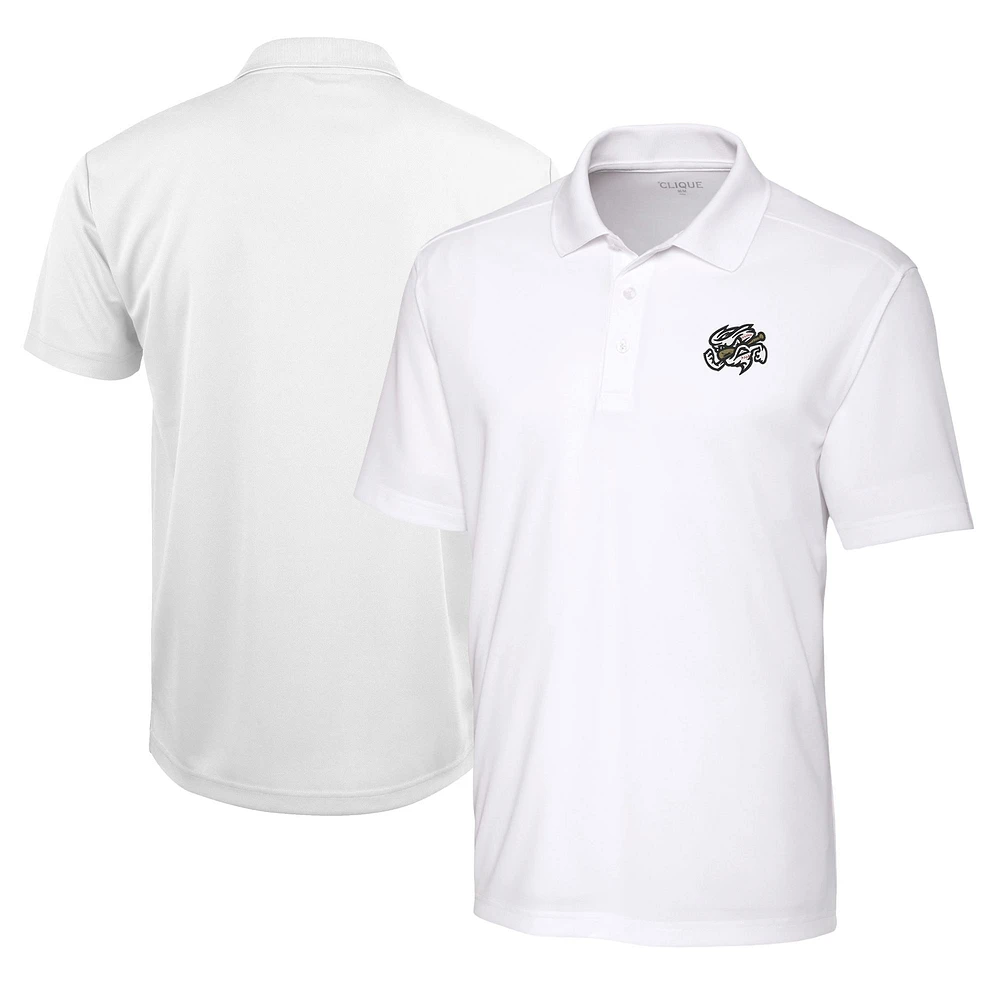 Men's Cutter & Buck White Omaha Storm Chasers Clique Spin Eco Performance Pique Polo