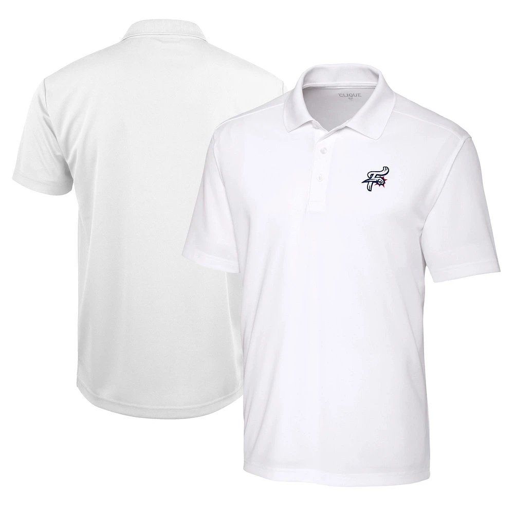 Men's Cutter & Buck White Reading Fightin Phils Clique Spin Eco Performance Pique Polo