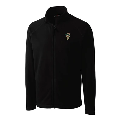 Men's Cutter & Buck Black Greensboro Grasshoppers Clique Summit Performance Fleece Full-Zip Jacket