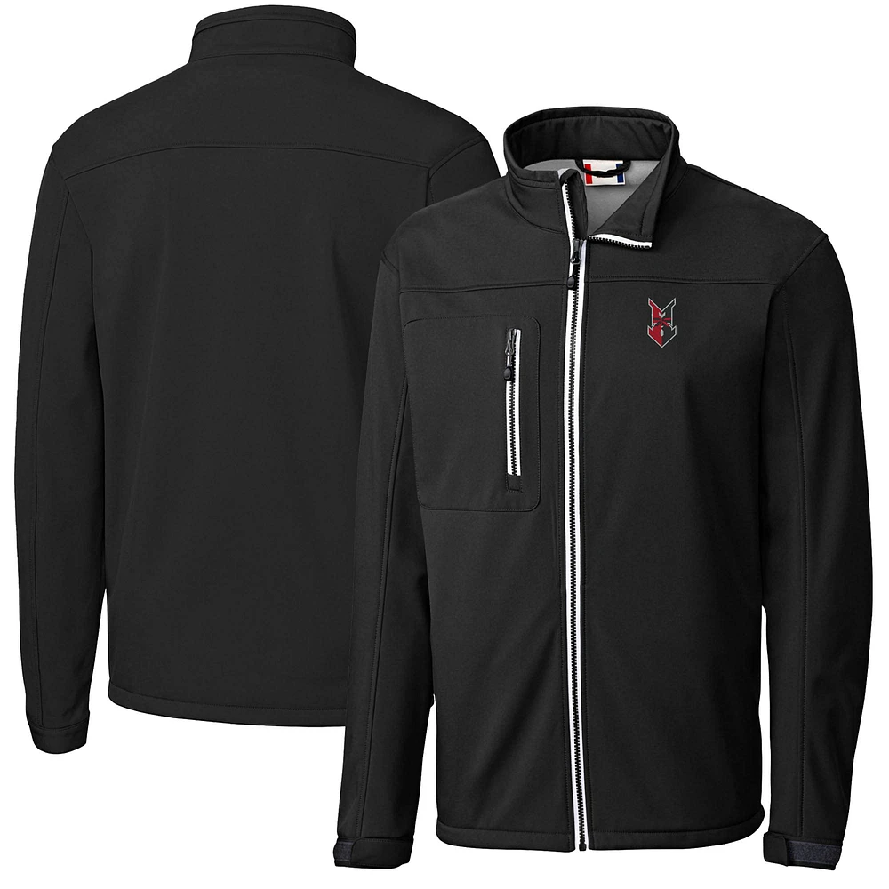 Men's Cutter & Buck Black Indianapolis Indians Clique Telemark Eco Stretch Softshell Full-Zip Jacket