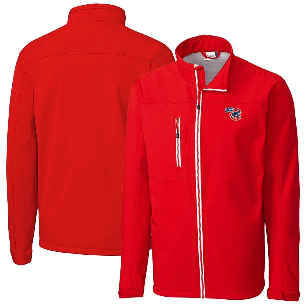 Men's Cutter & Buck Red Iowa Cubs Clique Telemark Eco Stretch Softshell Full-Zip Jacket