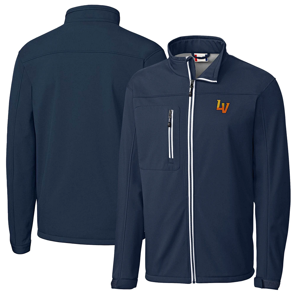 Men's Cutter & Buck Navy Las Vegas 51s Clique Telemark Eco Stretch Softshell Full-Zip Jacket
