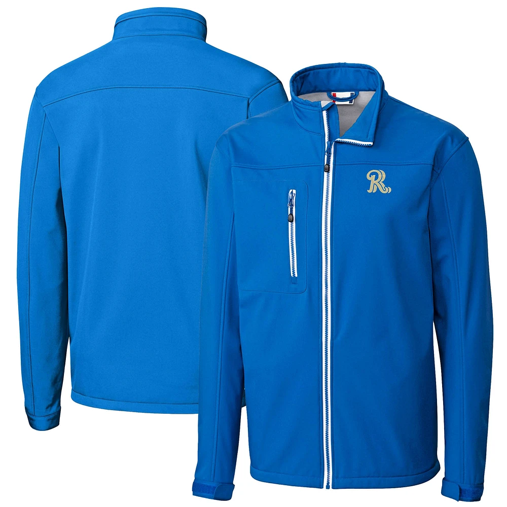 Men's Cutter & Buck Royal Frisco RoughRiders Clique Telemark Eco Stretch Softshell Full-Zip Jacket