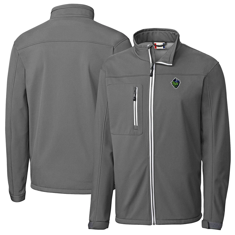 Men's Cutter & Buck Steel Hillsboro Hops Clique Telemark Eco Stretch Softshell Full-Zip Jacket