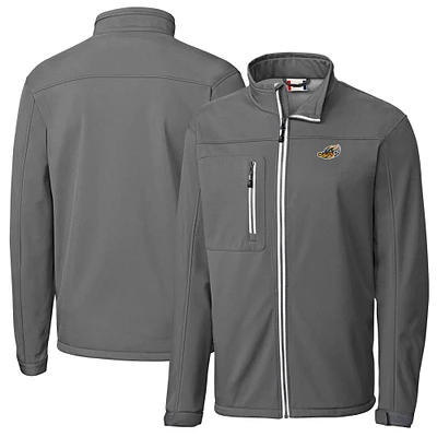 Men's Cutter & Buck Steel Akron RubberDucks Clique Telemark Eco Stretch Softshell Full-Zip Jacket