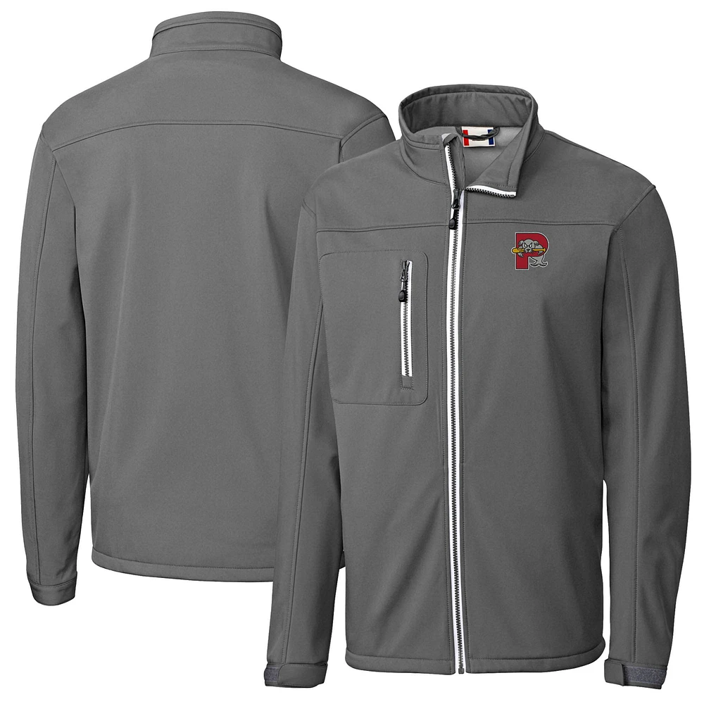 Men's Cutter & Buck Steel Portland Sea Dogs Clique Telemark Eco Stretch Softshell Full-Zip Jacket