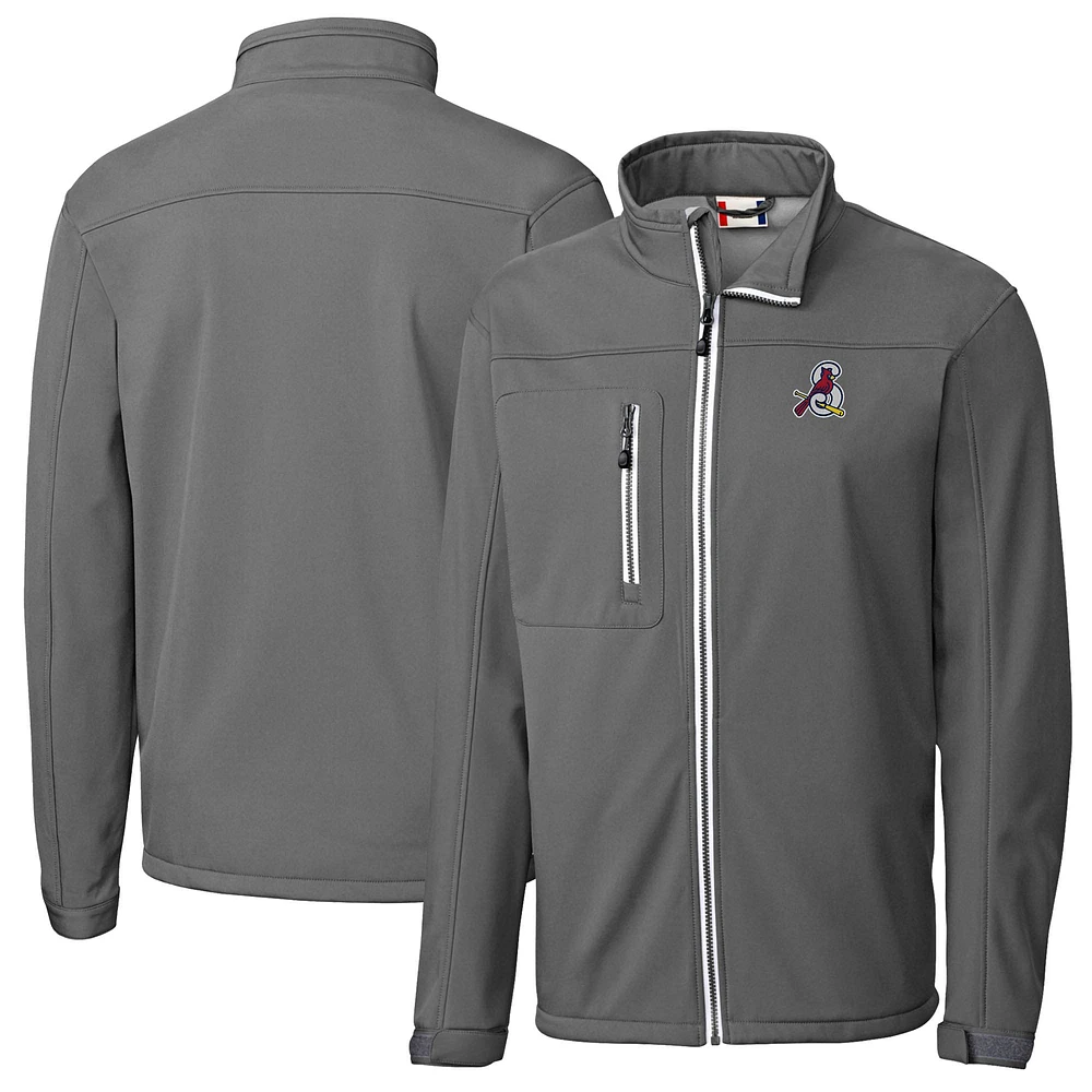 Men's Cutter & Buck Steel Springfield Cardinals Clique Telemark Eco Stretch Softshell Full-Zip Jacket