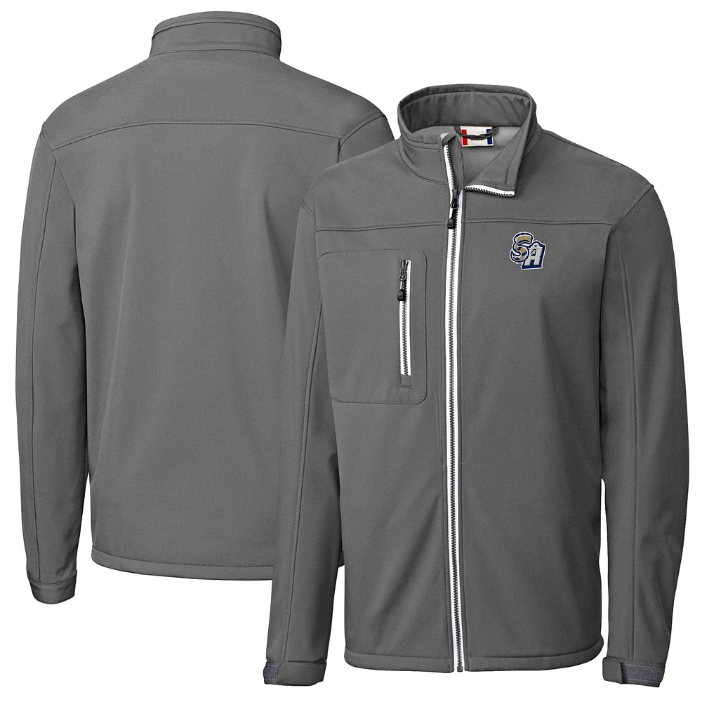 Men's Cutter & Buck Steel San Antonio Missions Clique Telemark Eco Stretch Softshell Full-Zip Jacket