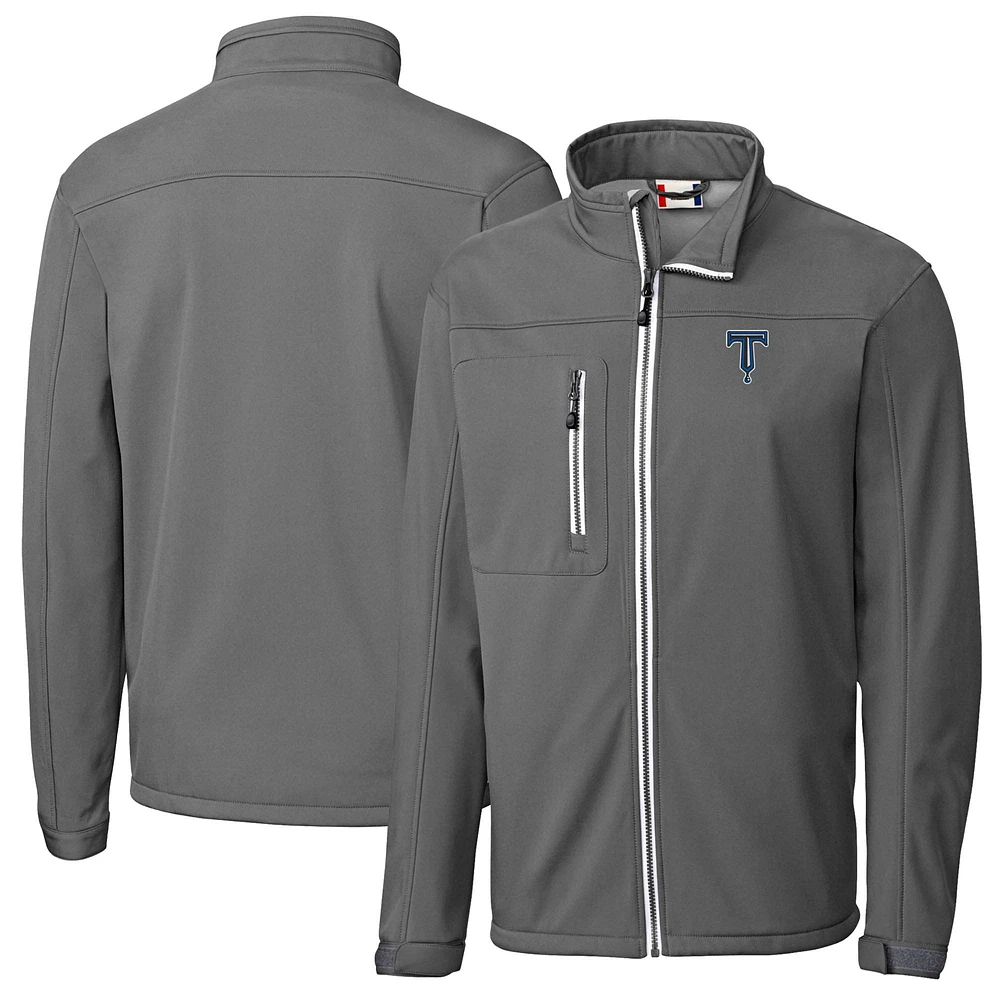 Men's Cutter & Buck Steel Tulsa Drillers Clique Telemark Eco Stretch Softshell Full-Zip Jacket