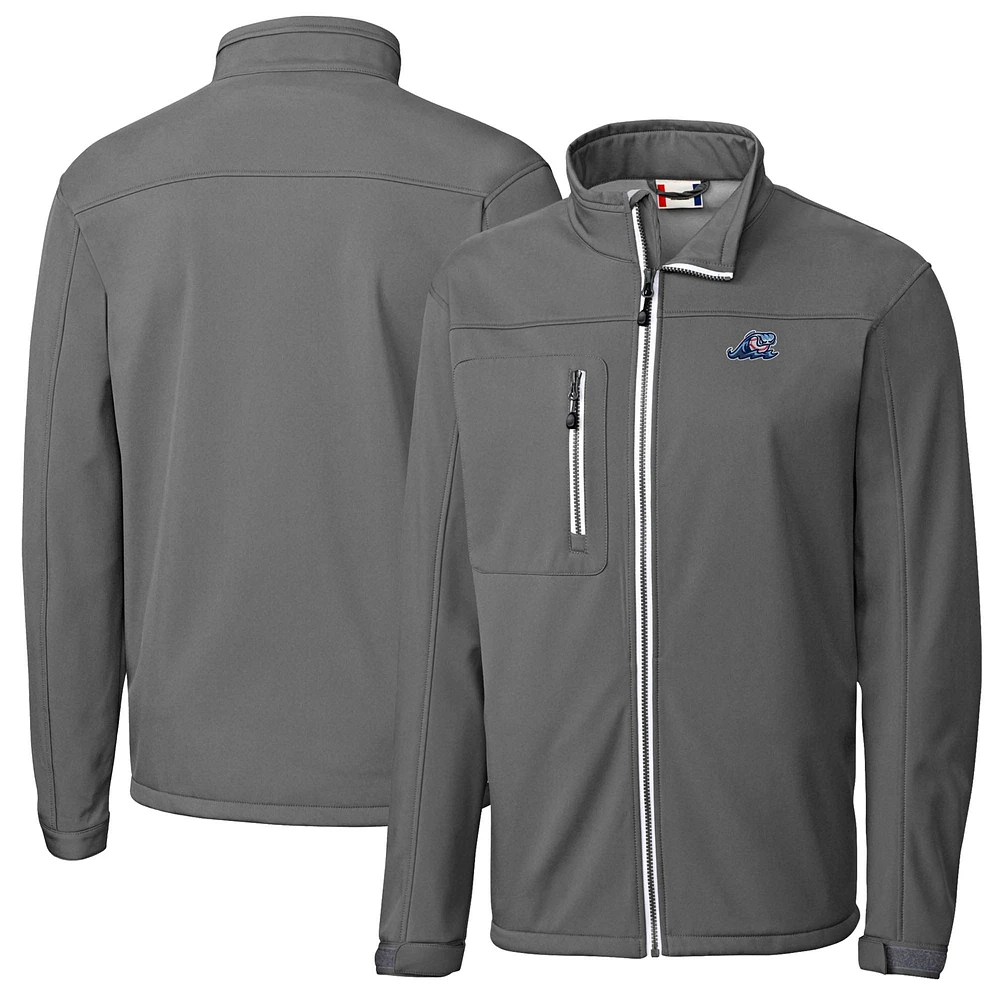 Men's Cutter & Buck Steel West Michigan Whitecaps Clique Telemark Eco Stretch Softshell Full-Zip Jacket
