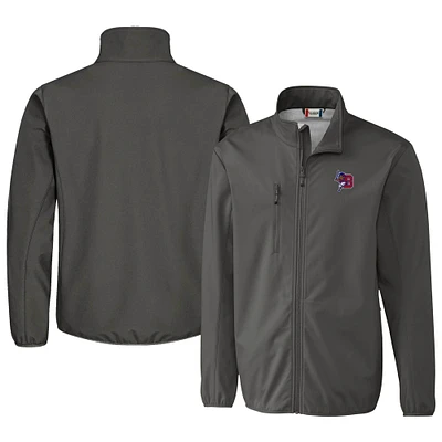 Men's Cutter & Buck Steel Buffalo Bisons Clique Trail Eco Stretch Softshell Full-Zip Jacket