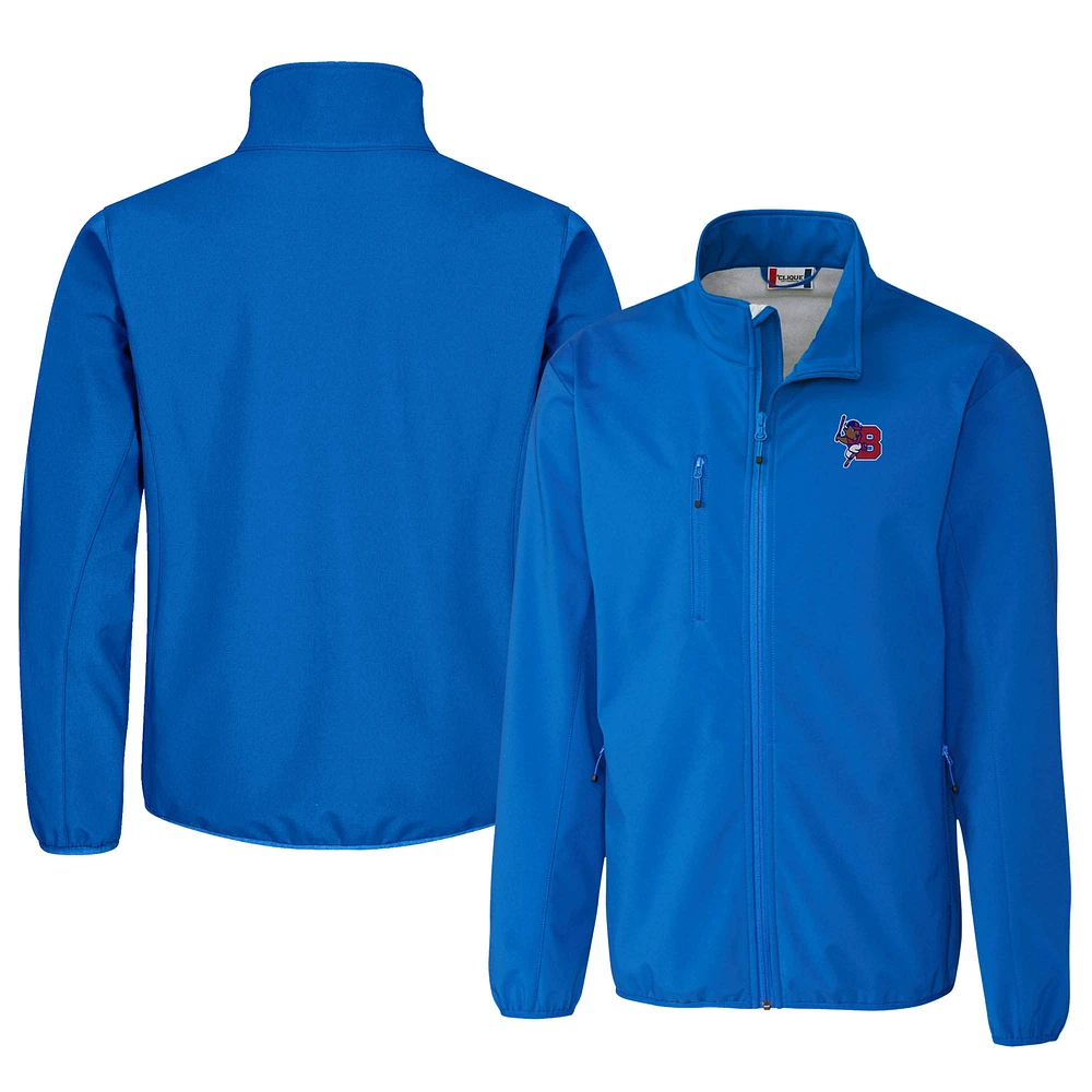 Men's Cutter & Buck Royal Buffalo Bisons Clique Trail Eco Stretch Softshell Full-Zip Jacket