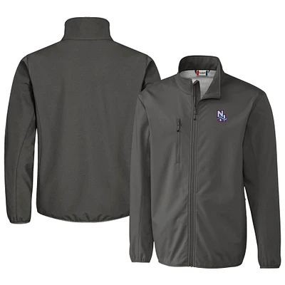 Men's Cutter & Buck Steel New Hampshire Fisher Cats Clique Trail Eco Stretch Softshell Full-Zip Jacket