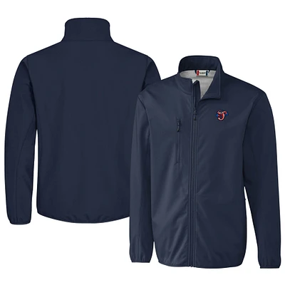 Men's Cutter & Buck Navy Jacksonville Jumbo Shrimp Clique Trail Eco Stretch Softshell Full-Zip Jacket