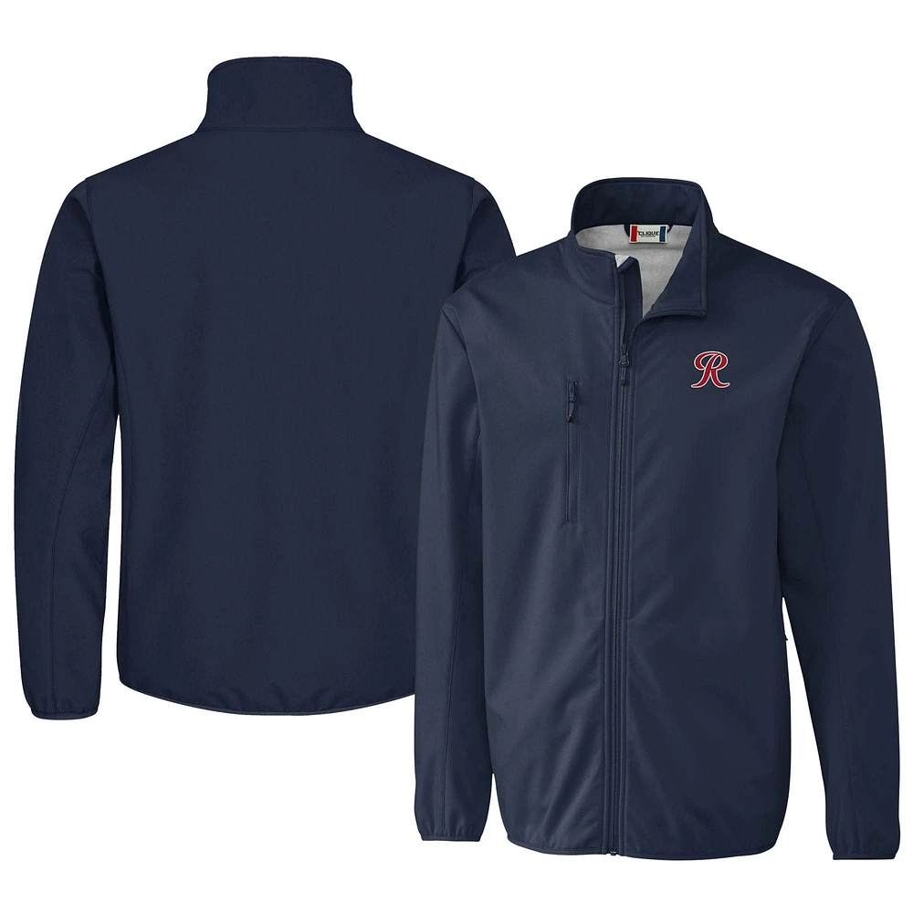 Men's Cutter & Buck Navy Tacoma Rainiers Clique Trail Eco Stretch Softshell Full-Zip Jacket